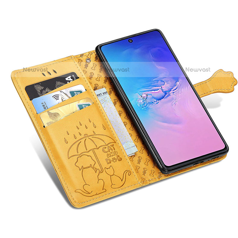 Leather Case Stands Fashionable Pattern Flip Cover Holder S03D for Samsung Galaxy A91
