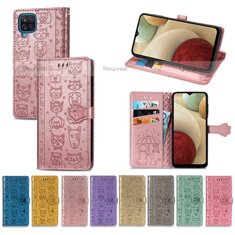 Leather Case Stands Fashionable Pattern Flip Cover Holder S03D for Samsung Galaxy F12