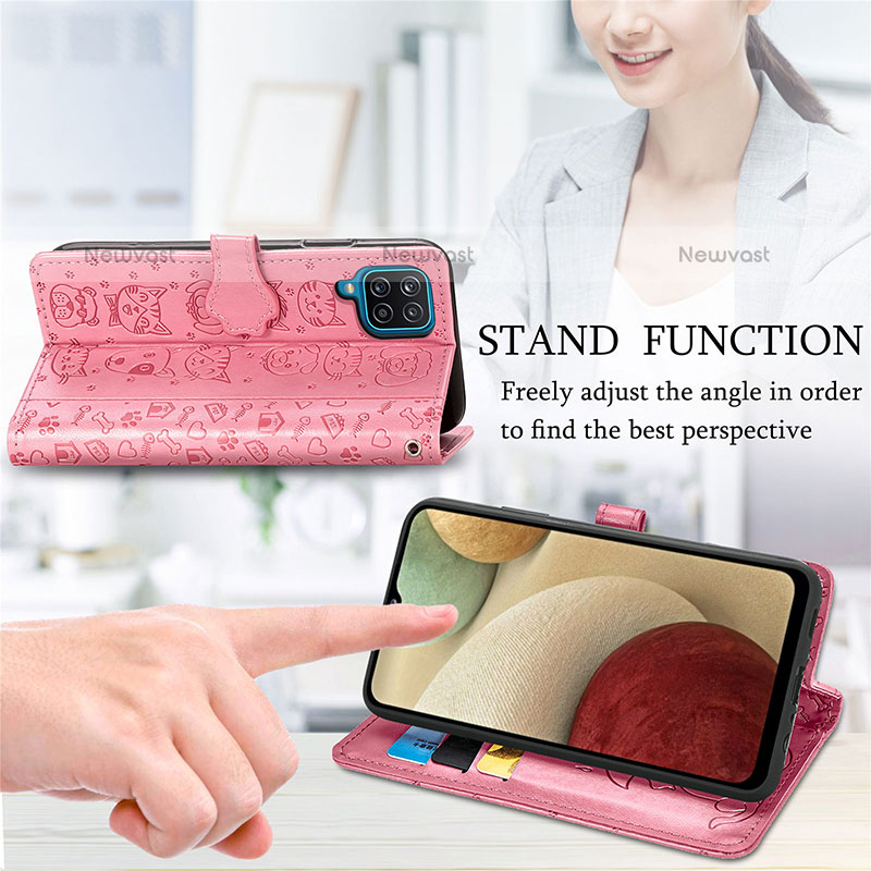 Leather Case Stands Fashionable Pattern Flip Cover Holder S03D for Samsung Galaxy F12