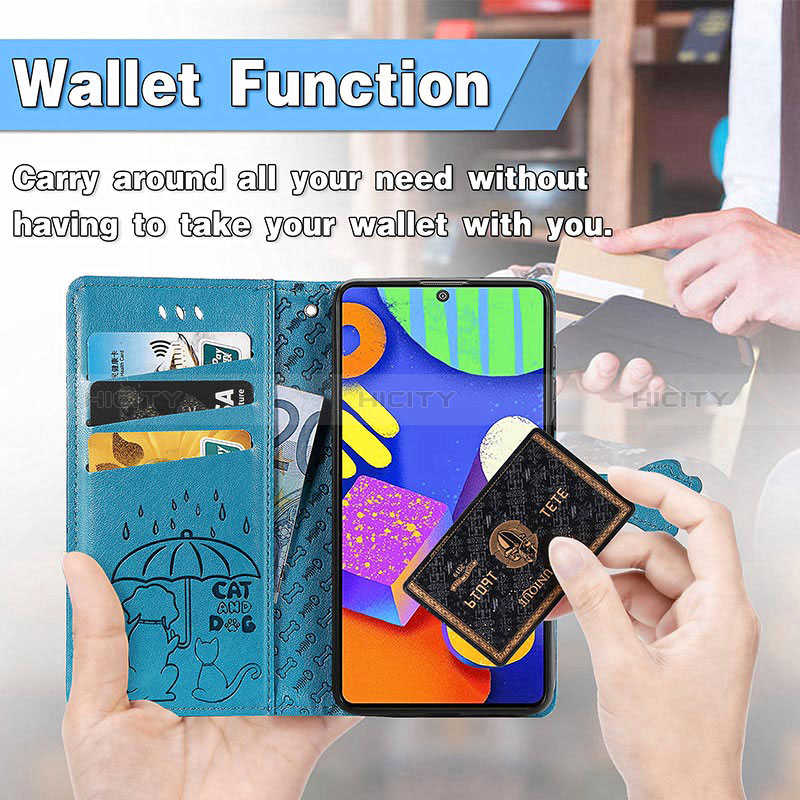 Leather Case Stands Fashionable Pattern Flip Cover Holder S03D for Samsung Galaxy F62 5G