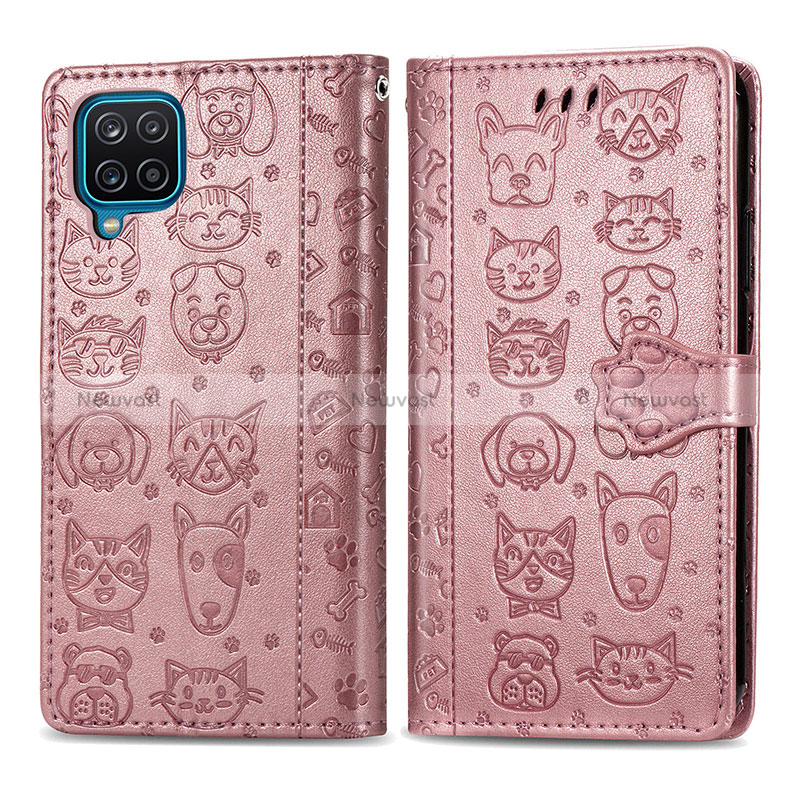 Leather Case Stands Fashionable Pattern Flip Cover Holder S03D for Samsung Galaxy M12