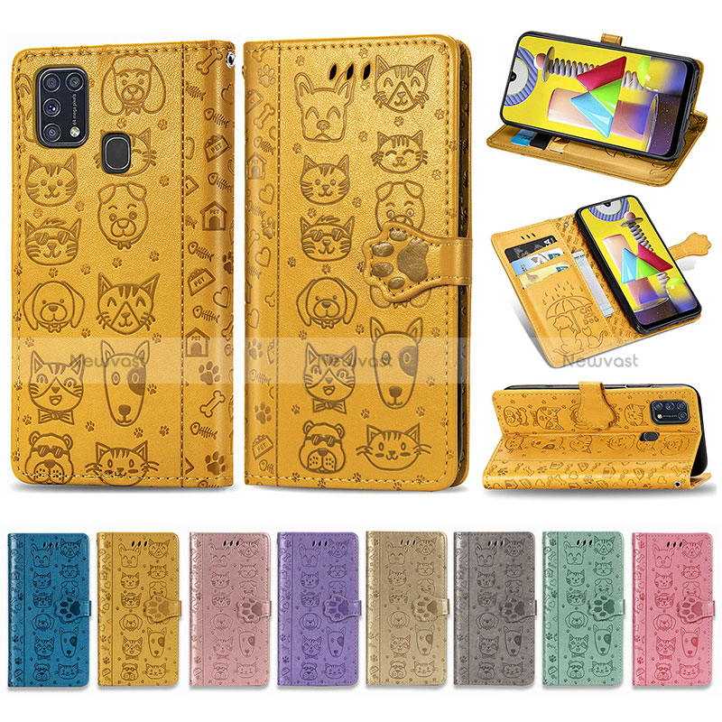 Leather Case Stands Fashionable Pattern Flip Cover Holder S03D for Samsung Galaxy M21s