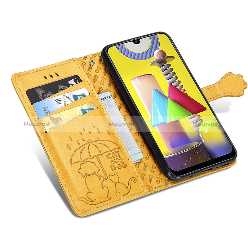 Leather Case Stands Fashionable Pattern Flip Cover Holder S03D for Samsung Galaxy M21s