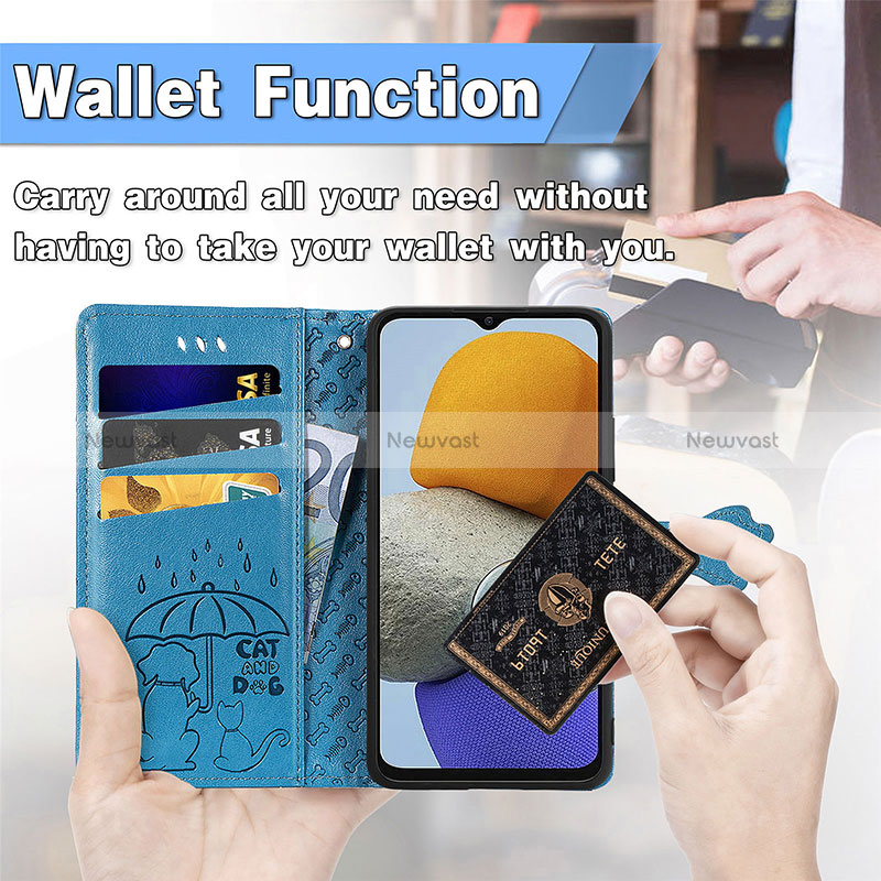 Leather Case Stands Fashionable Pattern Flip Cover Holder S03D for Samsung Galaxy M23 5G