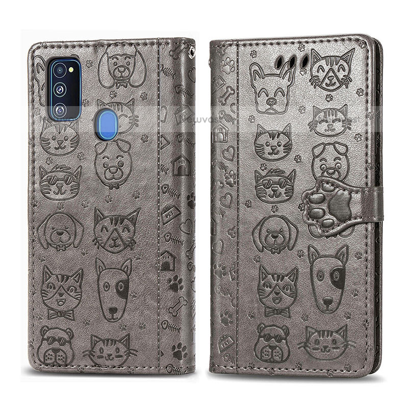Leather Case Stands Fashionable Pattern Flip Cover Holder S03D for Samsung Galaxy M30s