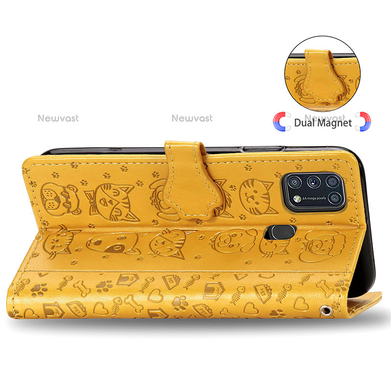 Leather Case Stands Fashionable Pattern Flip Cover Holder S03D for Samsung Galaxy M31