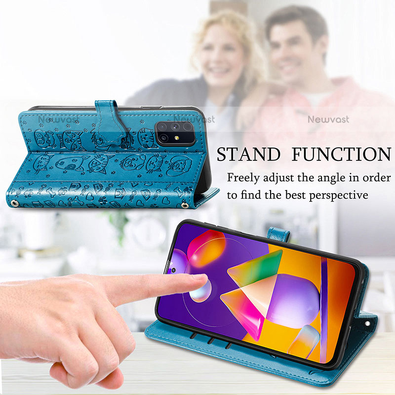 Leather Case Stands Fashionable Pattern Flip Cover Holder S03D for Samsung Galaxy M31s