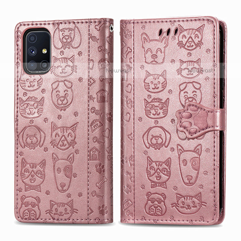 Leather Case Stands Fashionable Pattern Flip Cover Holder S03D for Samsung Galaxy M51