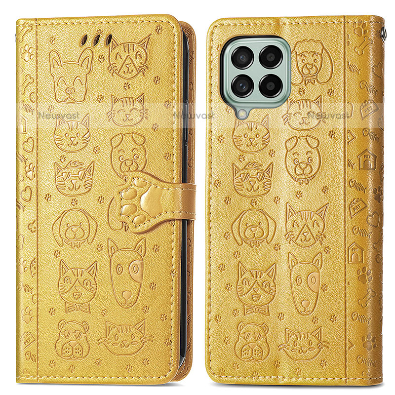 Leather Case Stands Fashionable Pattern Flip Cover Holder S03D for Samsung Galaxy M53 5G