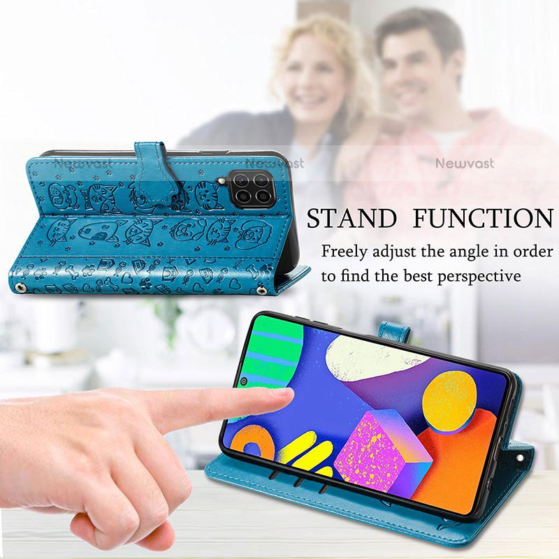Leather Case Stands Fashionable Pattern Flip Cover Holder S03D for Samsung Galaxy M62 4G