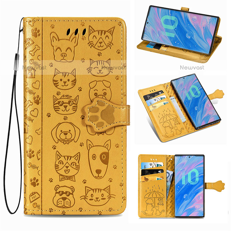 Leather Case Stands Fashionable Pattern Flip Cover Holder S03D for Samsung Galaxy Note 10 5G