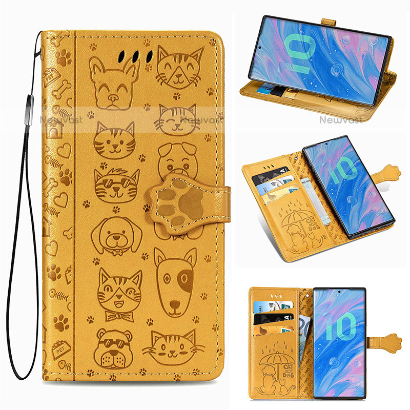 Leather Case Stands Fashionable Pattern Flip Cover Holder S03D for Samsung Galaxy Note 10 Plus 5G