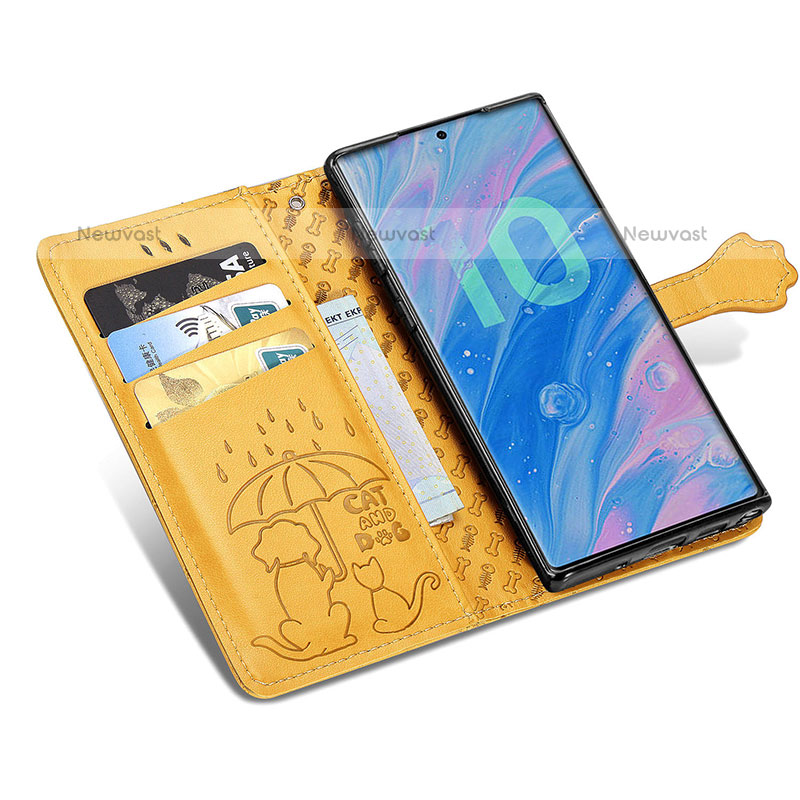 Leather Case Stands Fashionable Pattern Flip Cover Holder S03D for Samsung Galaxy Note 10 Plus 5G