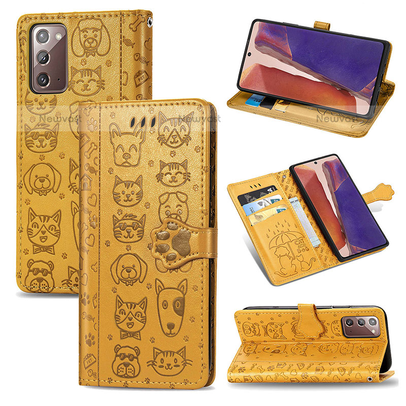 Leather Case Stands Fashionable Pattern Flip Cover Holder S03D for Samsung Galaxy Note 20 5G