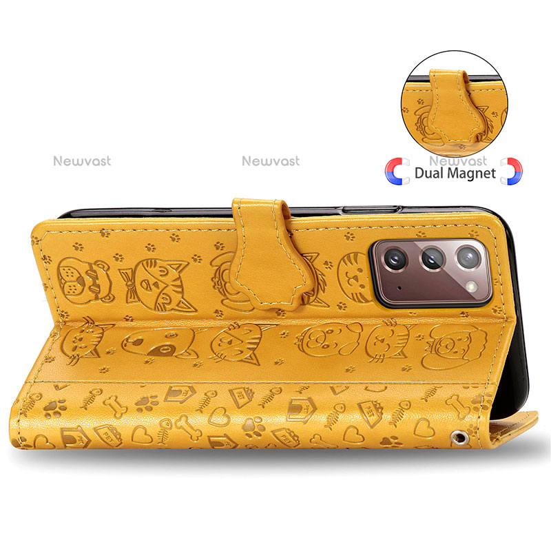 Leather Case Stands Fashionable Pattern Flip Cover Holder S03D for Samsung Galaxy Note 20 5G