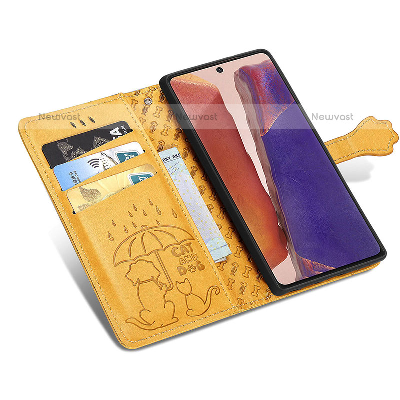 Leather Case Stands Fashionable Pattern Flip Cover Holder S03D for Samsung Galaxy Note 20 5G