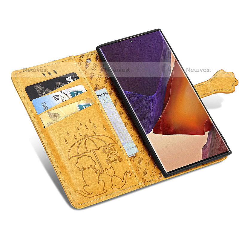 Leather Case Stands Fashionable Pattern Flip Cover Holder S03D for Samsung Galaxy Note 20 Ultra 5G