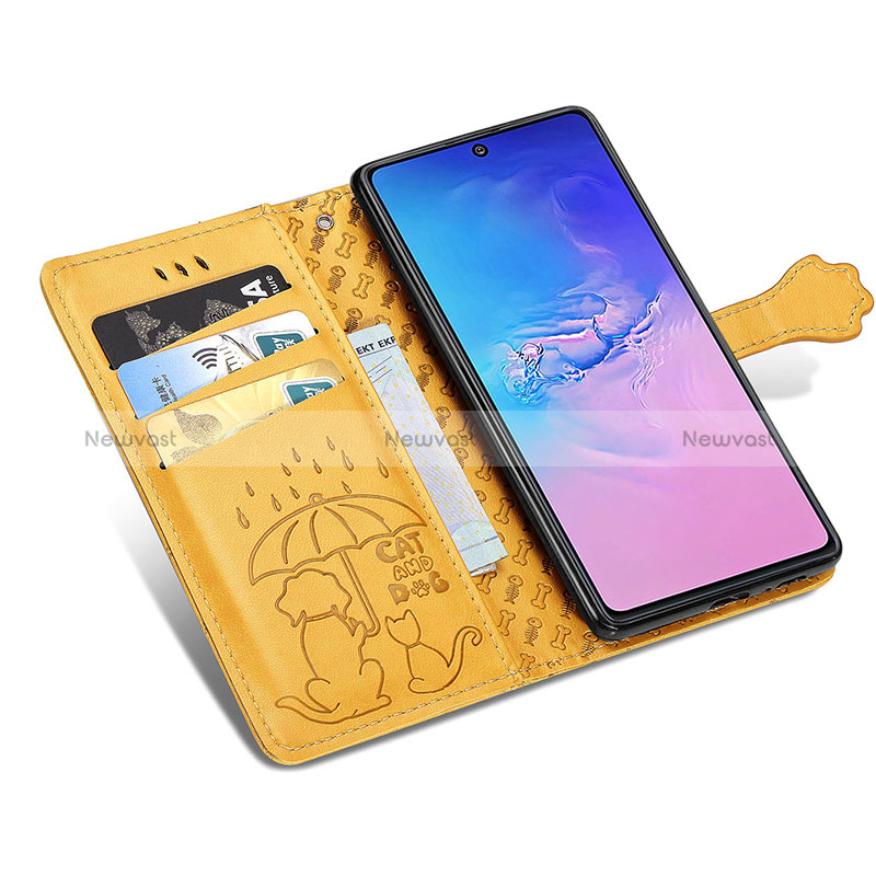 Leather Case Stands Fashionable Pattern Flip Cover Holder S03D for Samsung Galaxy S10 Lite