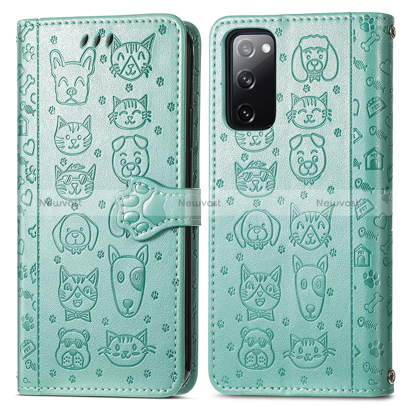 Leather Case Stands Fashionable Pattern Flip Cover Holder S03D for Samsung Galaxy S20 FE 5G
