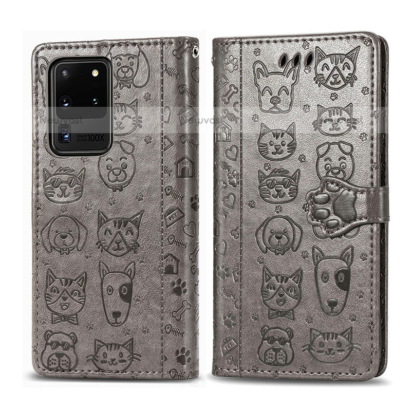 Leather Case Stands Fashionable Pattern Flip Cover Holder S03D for Samsung Galaxy S20 Ultra