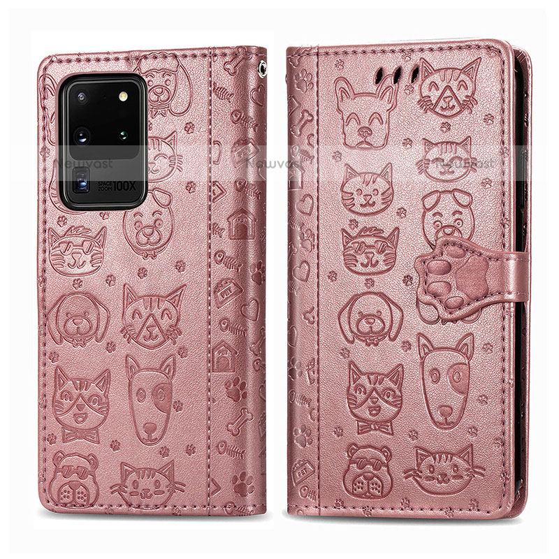 Leather Case Stands Fashionable Pattern Flip Cover Holder S03D for Samsung Galaxy S20 Ultra 5G