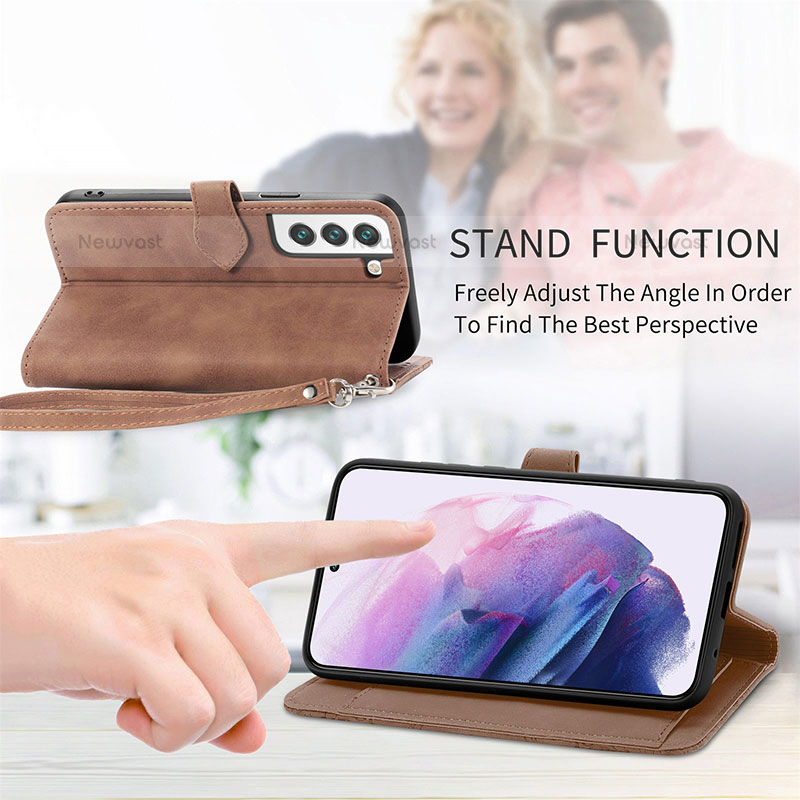 Leather Case Stands Fashionable Pattern Flip Cover Holder S03D for Samsung Galaxy S21 FE 5G