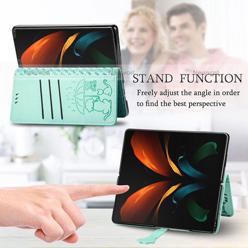 Leather Case Stands Fashionable Pattern Flip Cover Holder S03D for Samsung Galaxy Z Fold3 5G