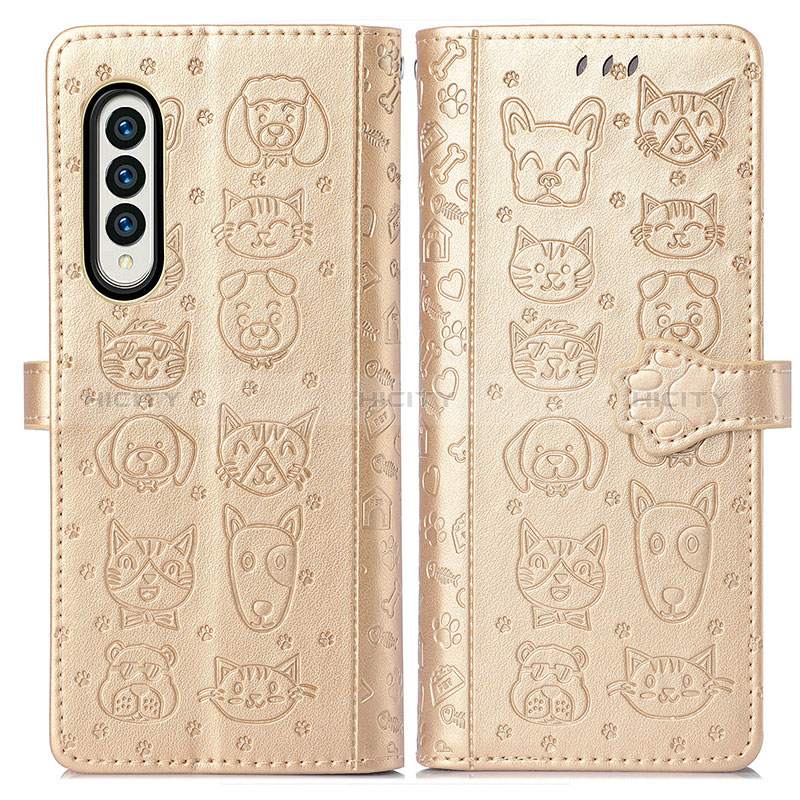 Leather Case Stands Fashionable Pattern Flip Cover Holder S03D for Samsung Galaxy Z Fold4 5G