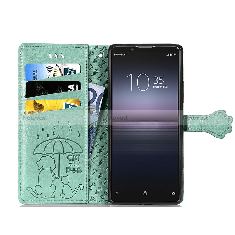 Leather Case Stands Fashionable Pattern Flip Cover Holder S03D for Sony Xperia 1 II