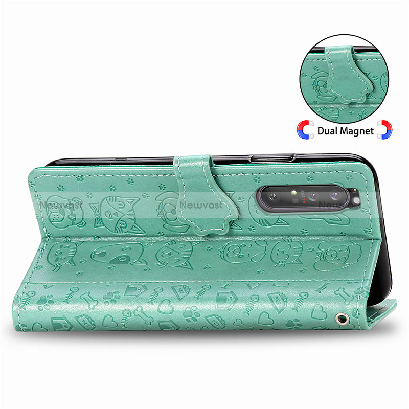 Leather Case Stands Fashionable Pattern Flip Cover Holder S03D for Sony Xperia 1 II