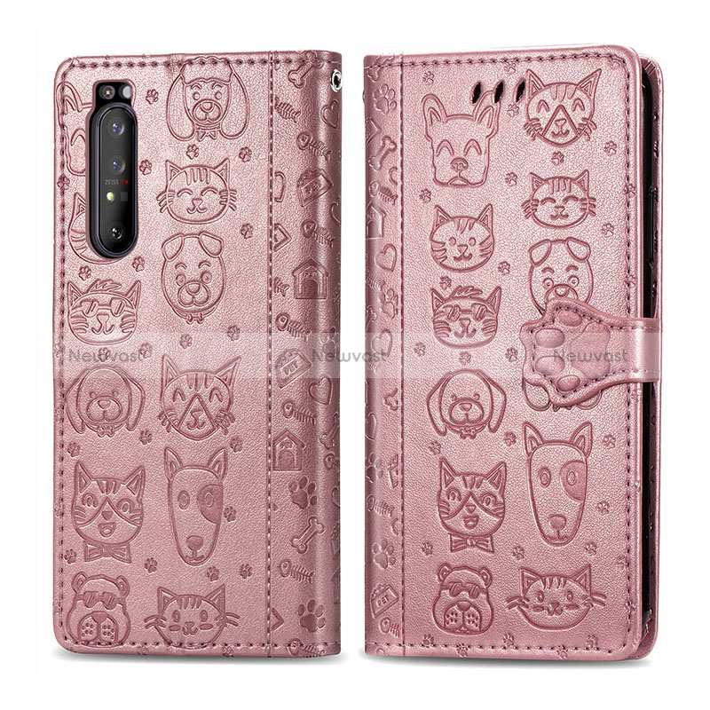 Leather Case Stands Fashionable Pattern Flip Cover Holder S03D for Sony Xperia 1 II