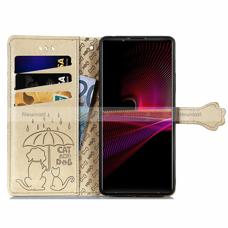 Leather Case Stands Fashionable Pattern Flip Cover Holder S03D for Sony Xperia 1 III