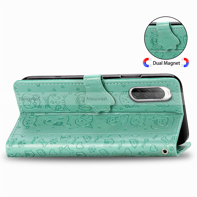 Leather Case Stands Fashionable Pattern Flip Cover Holder S03D for Sony Xperia 10 II