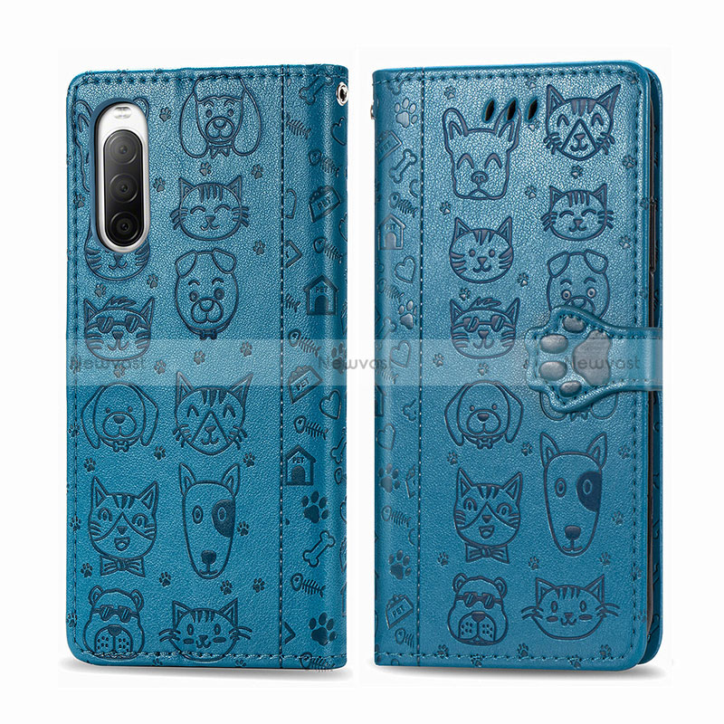 Leather Case Stands Fashionable Pattern Flip Cover Holder S03D for Sony Xperia 10 II