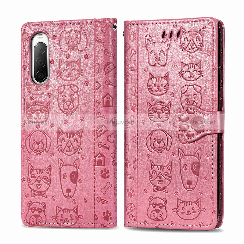 Leather Case Stands Fashionable Pattern Flip Cover Holder S03D for Sony Xperia 10 II