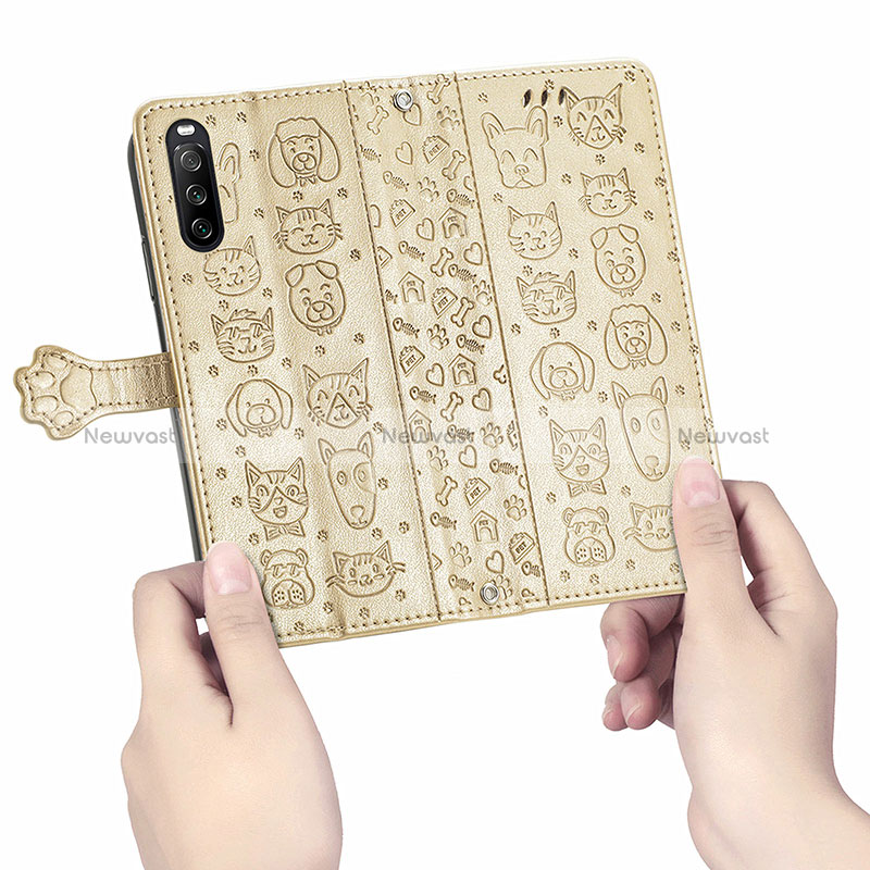 Leather Case Stands Fashionable Pattern Flip Cover Holder S03D for Sony Xperia 10 III