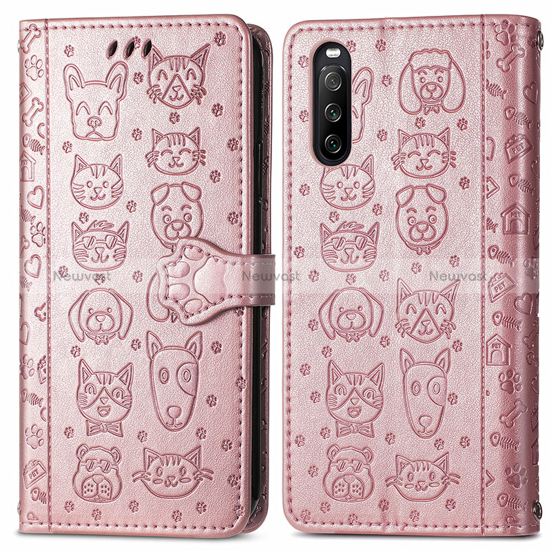 Leather Case Stands Fashionable Pattern Flip Cover Holder S03D for Sony Xperia 10 III