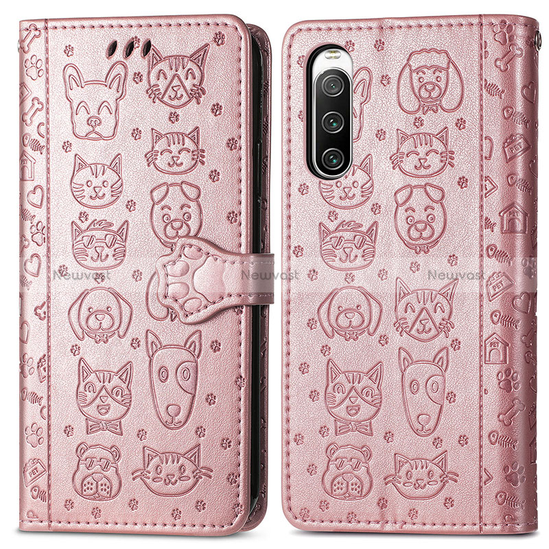 Leather Case Stands Fashionable Pattern Flip Cover Holder S03D for Sony Xperia 10 IV