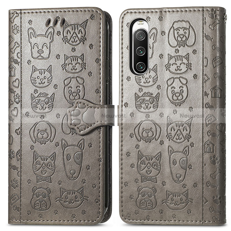 Leather Case Stands Fashionable Pattern Flip Cover Holder S03D for Sony Xperia 10 IV