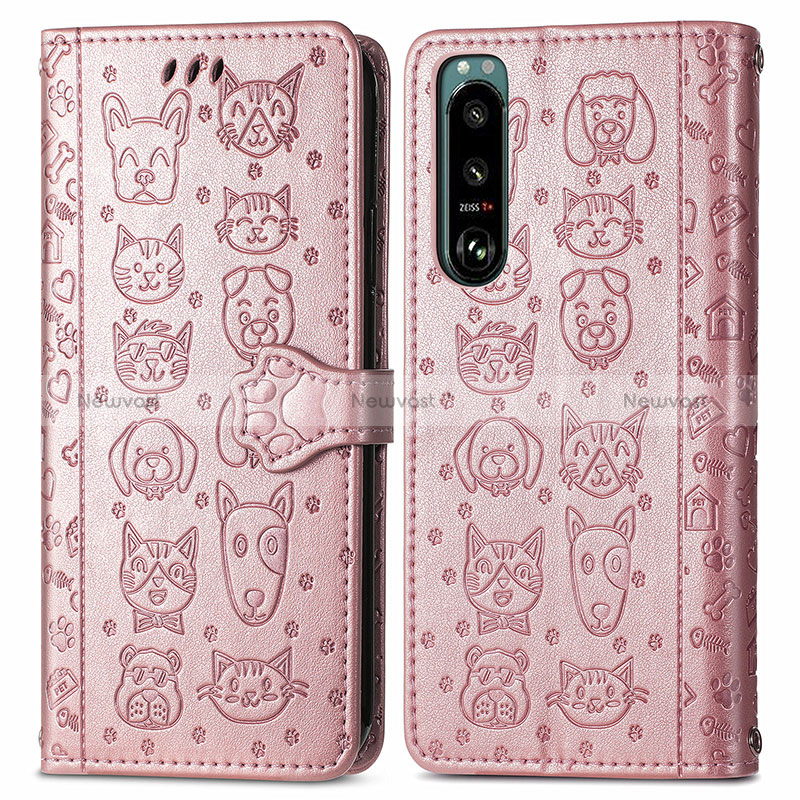 Leather Case Stands Fashionable Pattern Flip Cover Holder S03D for Sony Xperia 5 III