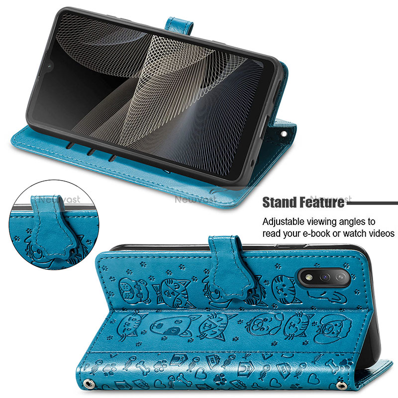 Leather Case Stands Fashionable Pattern Flip Cover Holder S03D for Sony Xperia Ace II