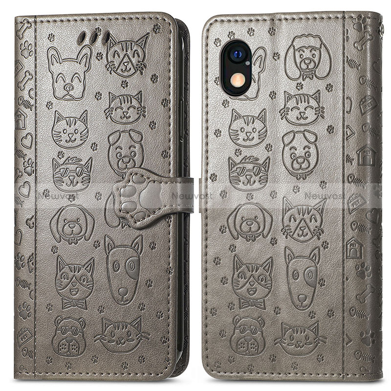 Leather Case Stands Fashionable Pattern Flip Cover Holder S03D for Sony Xperia Ace III