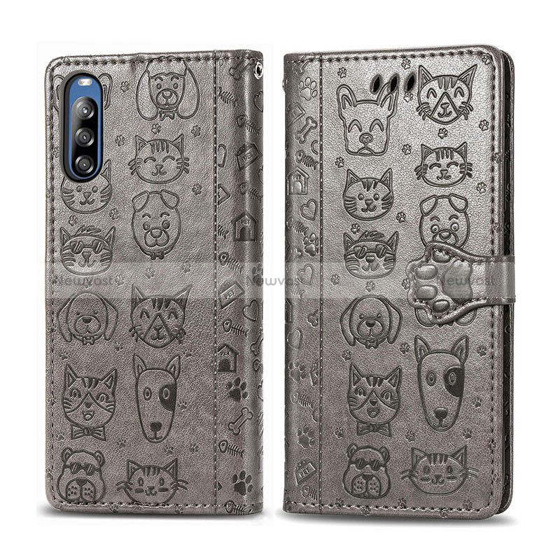 Leather Case Stands Fashionable Pattern Flip Cover Holder S03D for Sony Xperia L4
