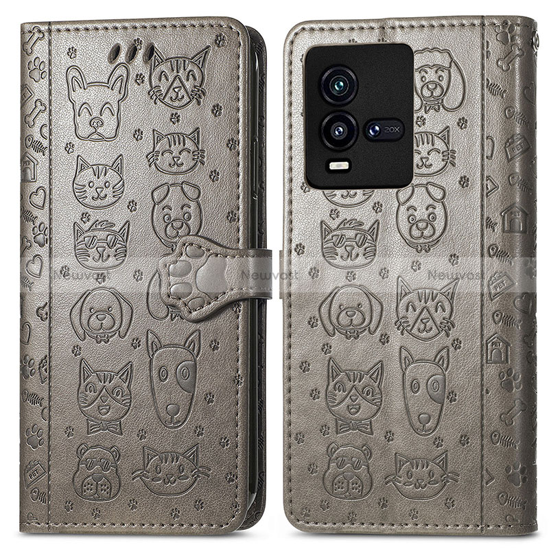 Leather Case Stands Fashionable Pattern Flip Cover Holder S03D for Vivo iQOO 10 5G