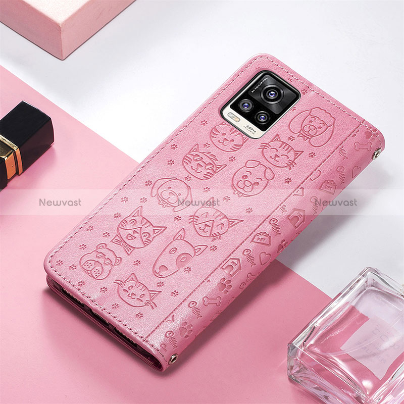 Leather Case Stands Fashionable Pattern Flip Cover Holder S03D for Vivo V20