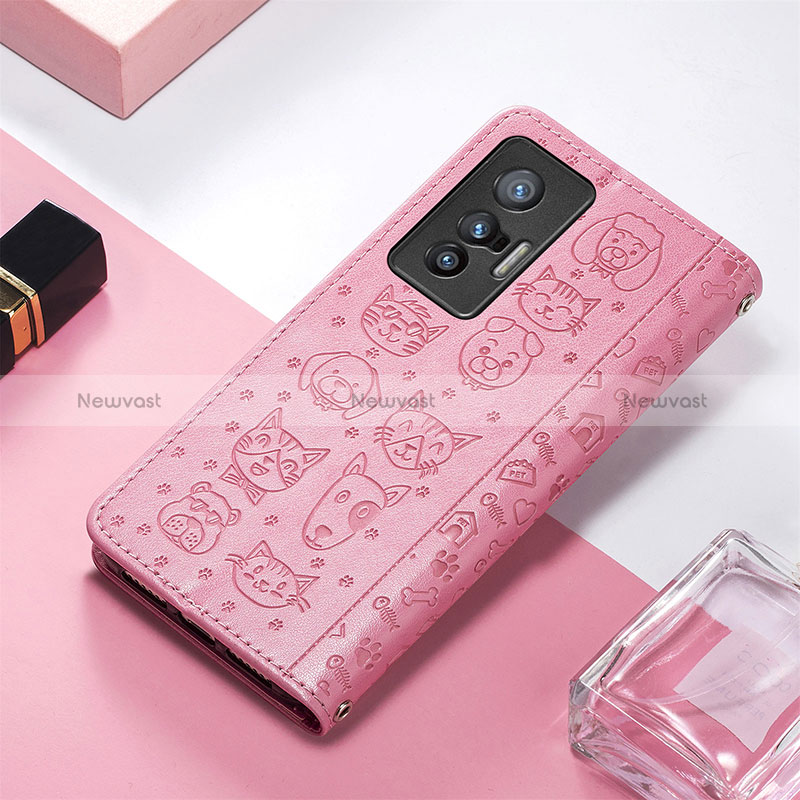 Leather Case Stands Fashionable Pattern Flip Cover Holder S03D for Vivo X70 5G