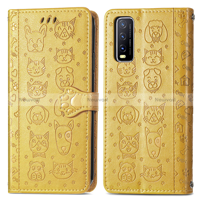 Leather Case Stands Fashionable Pattern Flip Cover Holder S03D for Vivo Y11s