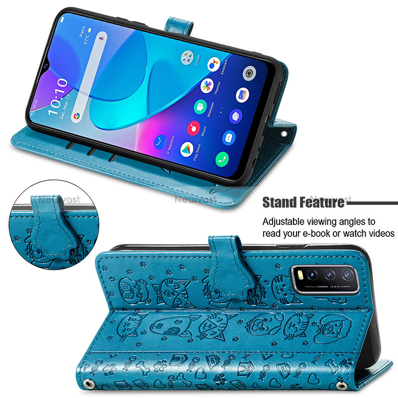 Leather Case Stands Fashionable Pattern Flip Cover Holder S03D for Vivo Y20