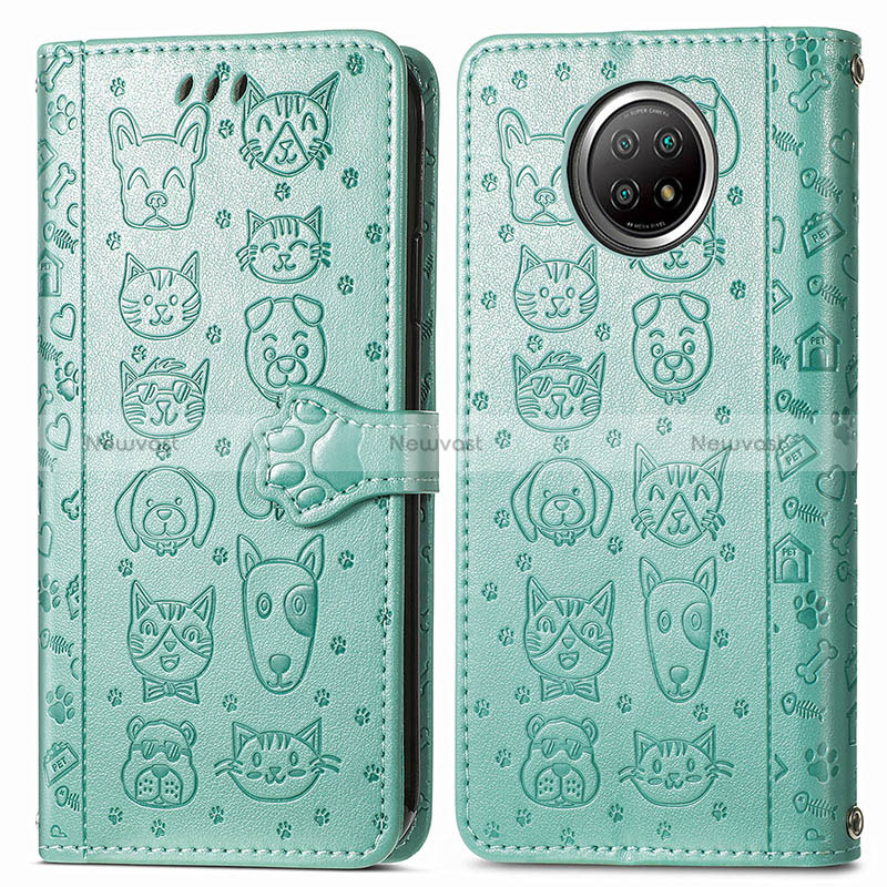 Leather Case Stands Fashionable Pattern Flip Cover Holder S03D for Xiaomi Mi 10T Lite 5G Green