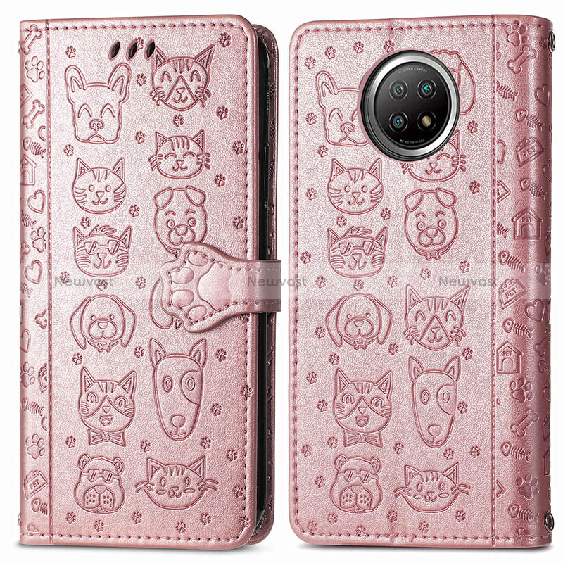 Leather Case Stands Fashionable Pattern Flip Cover Holder S03D for Xiaomi Mi 10T Lite 5G Rose Gold